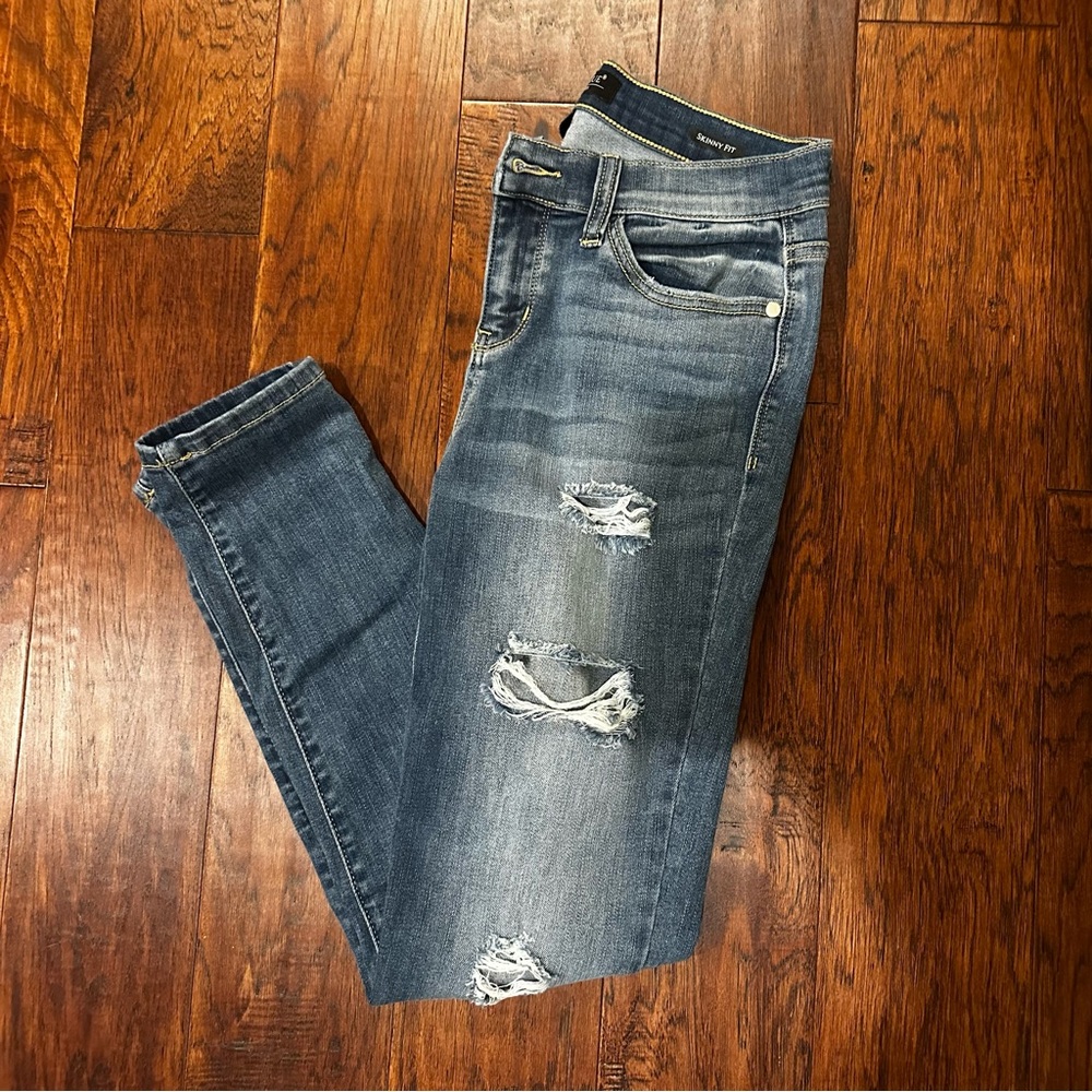 Judy Blue Faded Blue Ripped Skinny Jeans